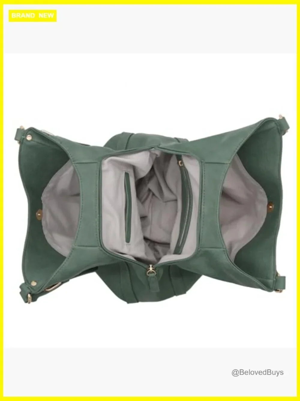 Lightweight 3 Compartment Faux Leather Hobo Bag Medium